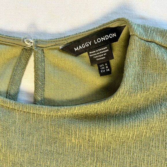 Green textured Maggie London faux-wrap dress size 4 - Picture 5 of 10